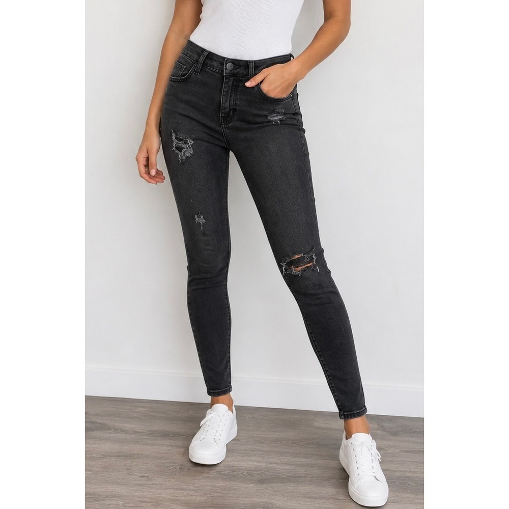 American Eagle Outfitters Black Distressed Skinny Jeans Womens Size 4 Jeggings